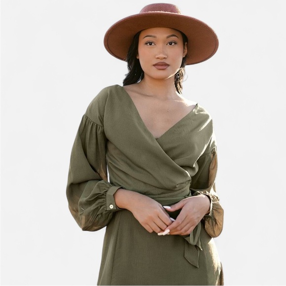 Joyfolie Malin Dress in Sage Green Long Sleeve Maxi 
Size XL - Picture 2 of 10